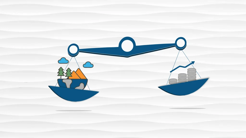 Chart that illustrates a ζυγαρία that balances the environment versus economic interests.